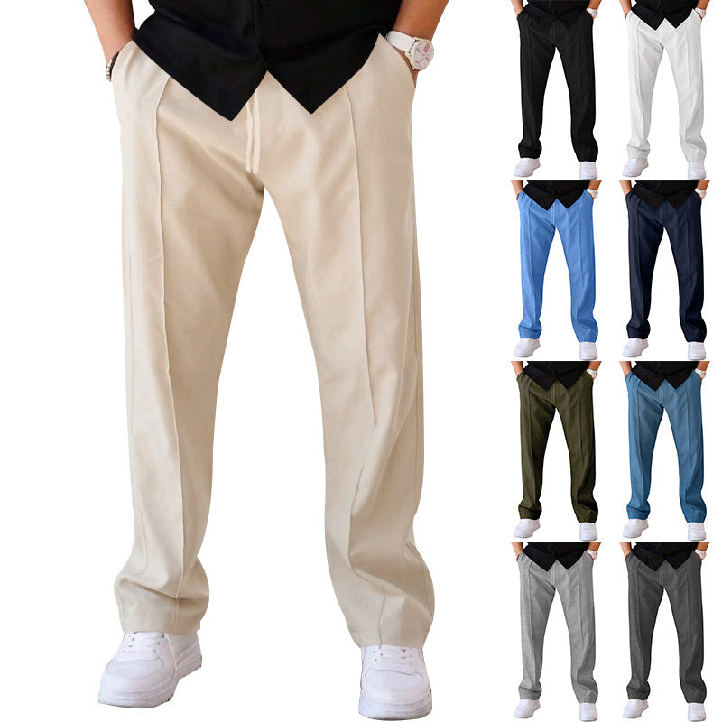 Herrbyxor Sport Casual Lösa Raka Byxor Med Dragsko Design Kläder