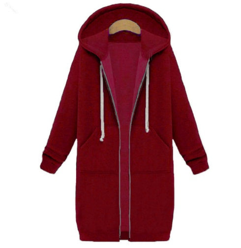 Sweat à capuche long hiver tröja kvinnors jacka et long tjock skjorta