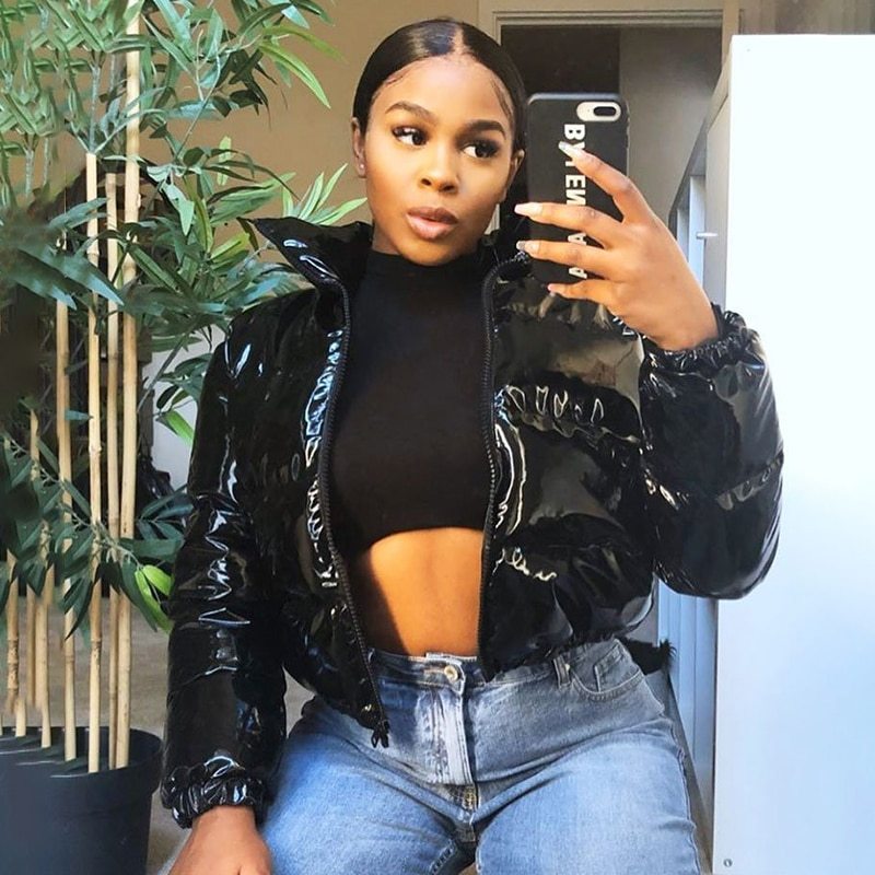 Sisterlinda Faux cuir PU Y2K bulle bouffante hiver chaud veste femmes manteaux à manches longues vêtements d'extérieur fermeture éclair décontracté mince Parkas