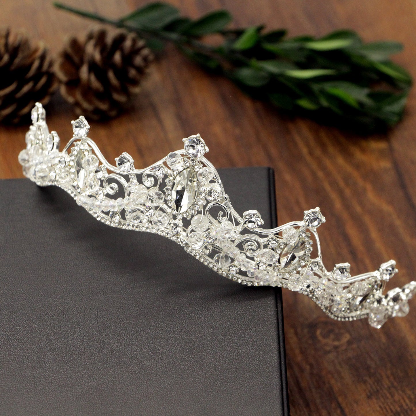 Korean Wedding Handmade Beaded Headdress - Elegant Crown Hoop for Bride