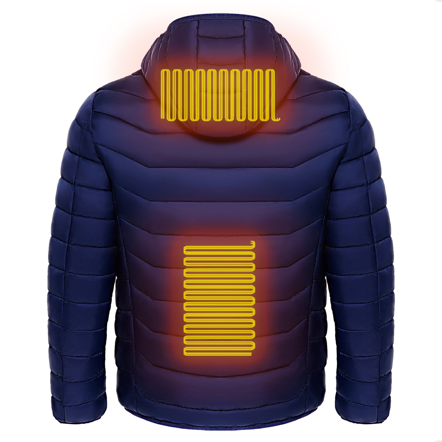 Veste bouffante chauffante pour hommes, manteau chauffant électrique, capuche isolée, coupe-vent, 9 Zones de chaleur