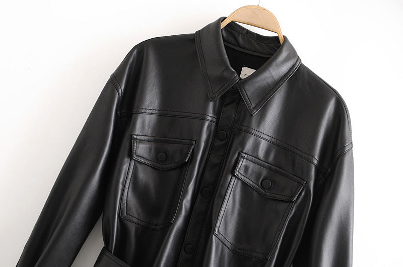 Medium And Long PU Leather Top - Versatile Chic High-Quality Luxurious Affordable Layering Piece
