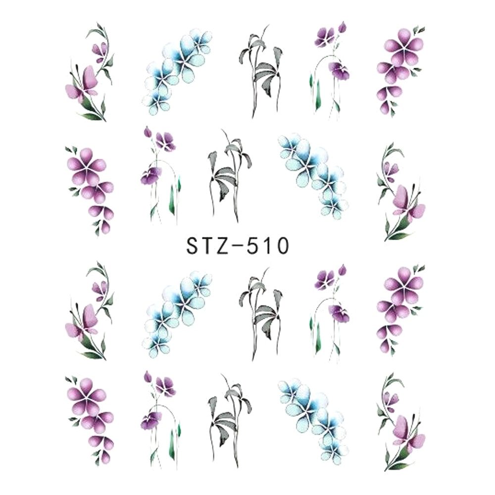 Butterfly Flower Water Transfer Nail Decals - JISTZ508 Design | 6.4x5.3cm Professional