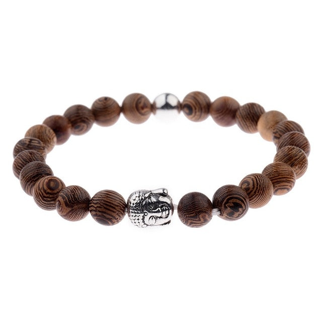 Heta Herrarmband med Naturliga Träpärlor och Kors Onyx Meditation 58 / 5000
