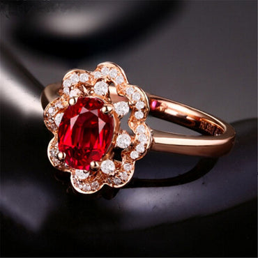 Bague de fiançailles en argent chaud, bague rubis haut de gamme, bijoux en or rose