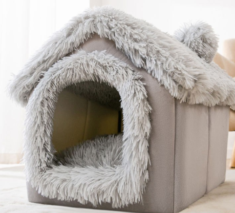 Hopfällbart hundhus Husdjur Kattsäng Vinter Hundvilla Sleep Kennel Avtagbart bo Varmsluten grottsoffa Husdjurstillbehör
