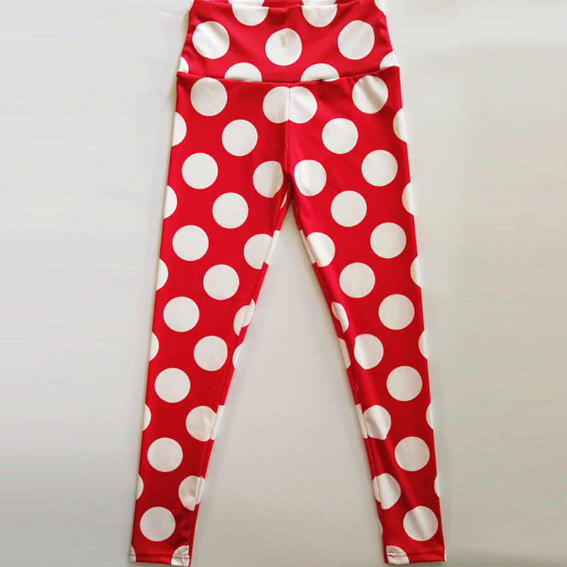 Legging cercle blanc fond rouge