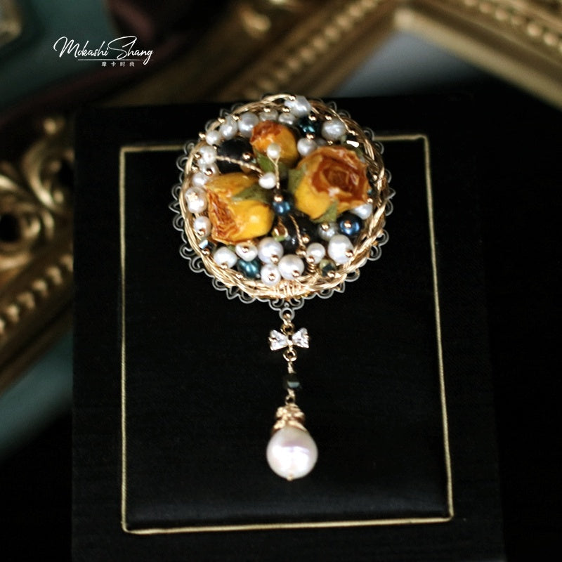 Accessoires de corsage de décoration de broche rose