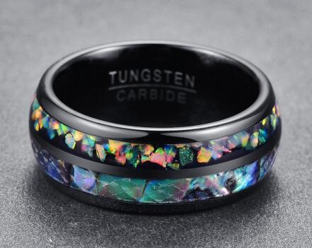 Volfram guldring med svart fanerplätering