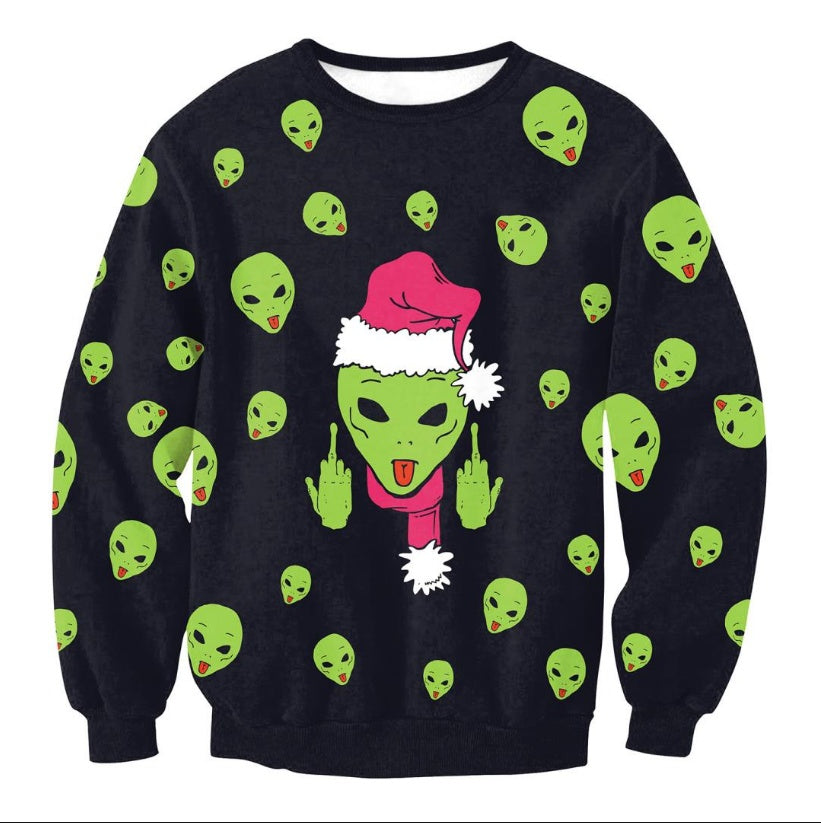 Funny Christmas Sweater Holiday Santa Elf Funny Women Men Sweaters Tops Autumn Winter Clothes for Winter