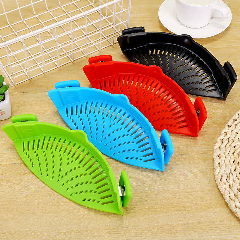 Silikon clip-on gryta skål tratt olja siivare Creative Rice Tvättning Colander för dränering vätska Passar alla gryta storlek.