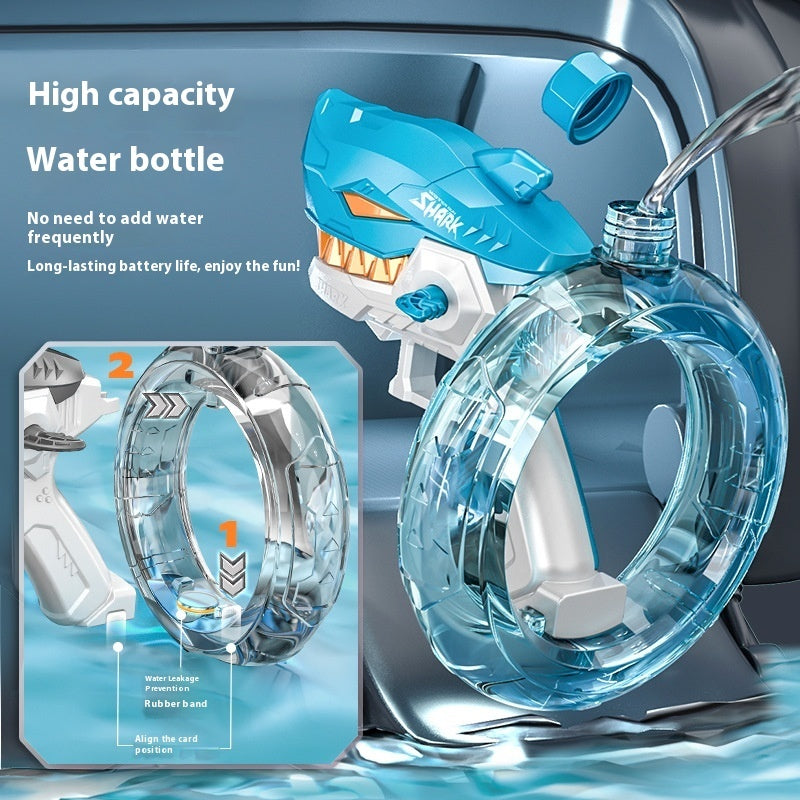 Nya Shark Electric Water Gun Leksaker Helautomatisk Kontinuerlig Brand Vatten Gun Stor Kapacitet Strand Sommar Barns vatten Leksaker