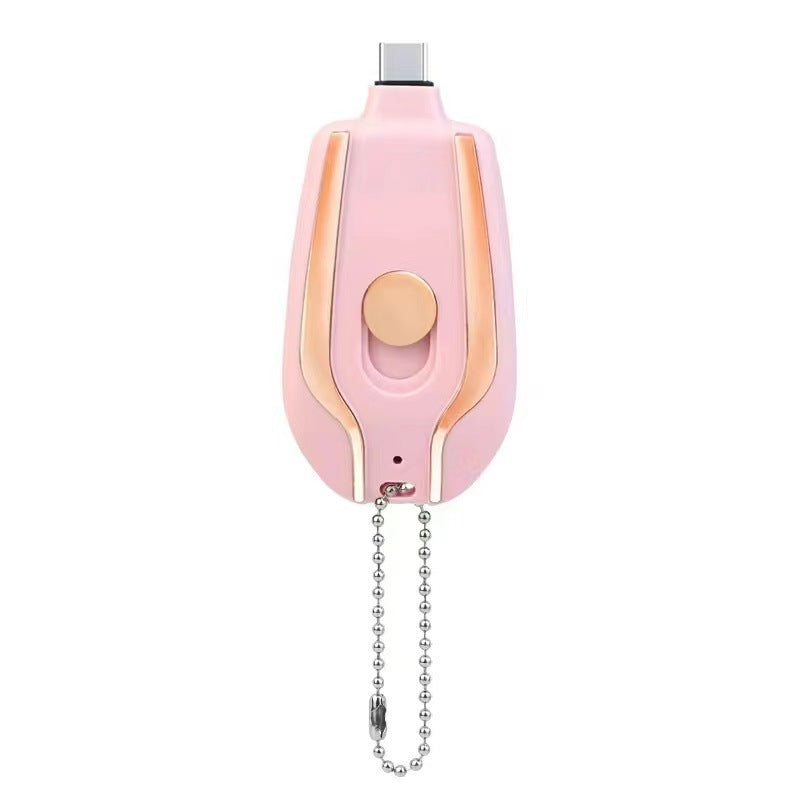 1500mAh Mini Power Emergency Pod Nyckelringsladdare med Type-C Ultra-Compact Mini Batteripaket Snabbladdning Backup Power Bank