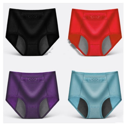 4 Physiological Underwear Women''s Waist Cotton Aunt Menstrual Period Leak-proof Girl Warm Breathable Triangle Health Pants