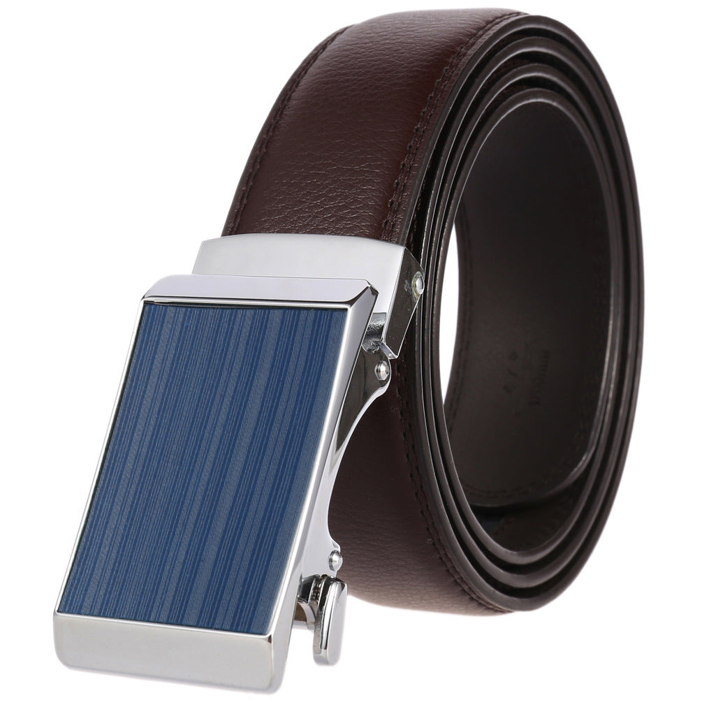 Men's Cowhide Alloy Automatic Buckle Business Casual Pant Belt - Effortless Professional