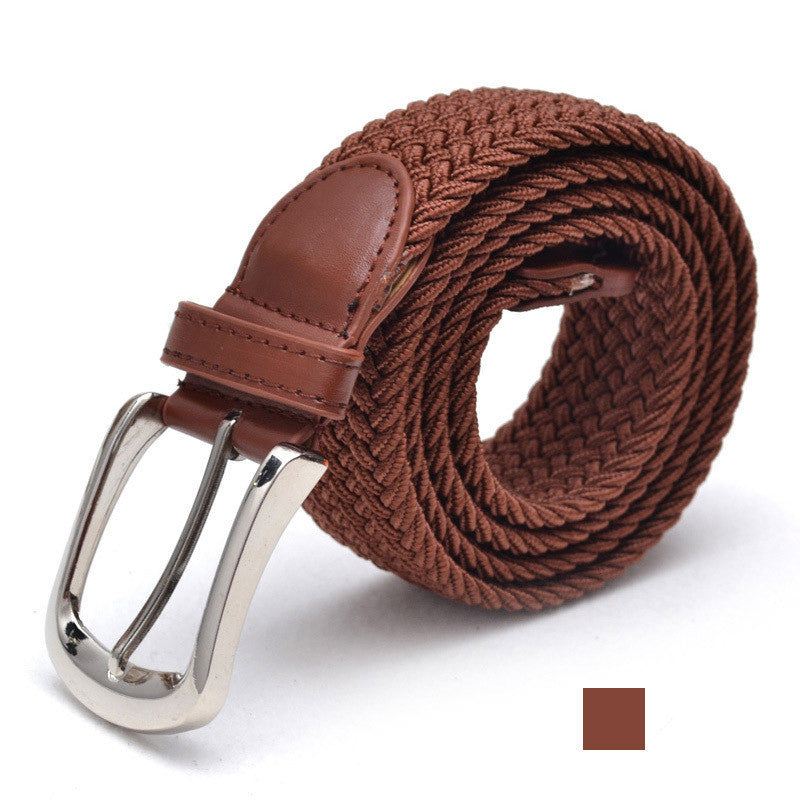 Unisex Braided Elasticated Stretch Canvas Student Belt - Flexible Comfort