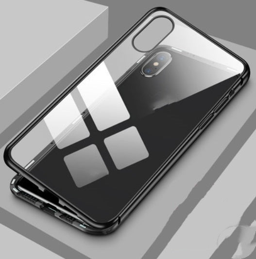 Dubbelsidigt magnetiskt mobiltelefonskal i glas utan peep-funktion
