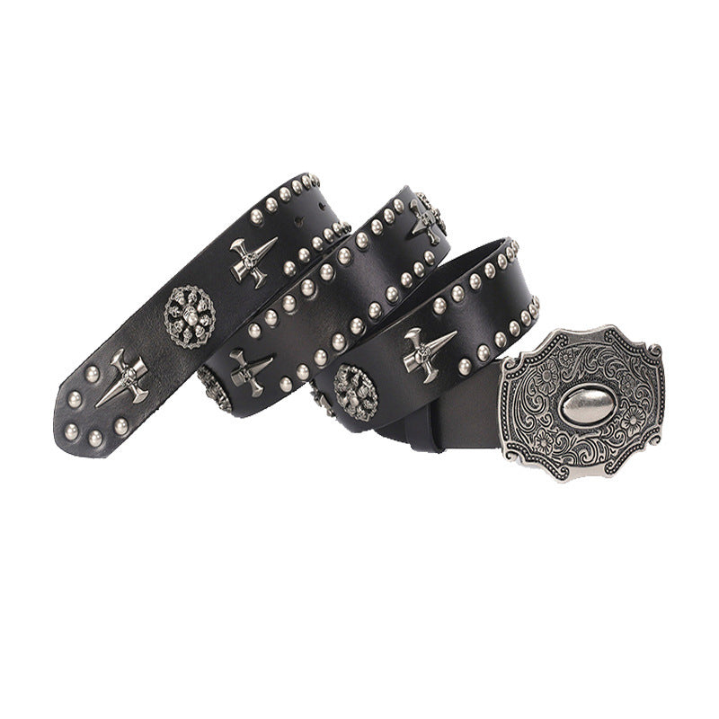 Men's Black Smooth Buckle Hip Hop Belt - Street Culture