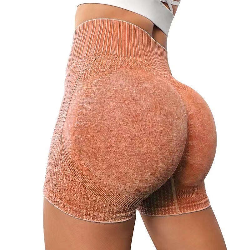 Höftlyftande träningsbyxor med hög midja Enfärgad Snabbtorkande Tight Löpning Sport Yoga Shorts Dam