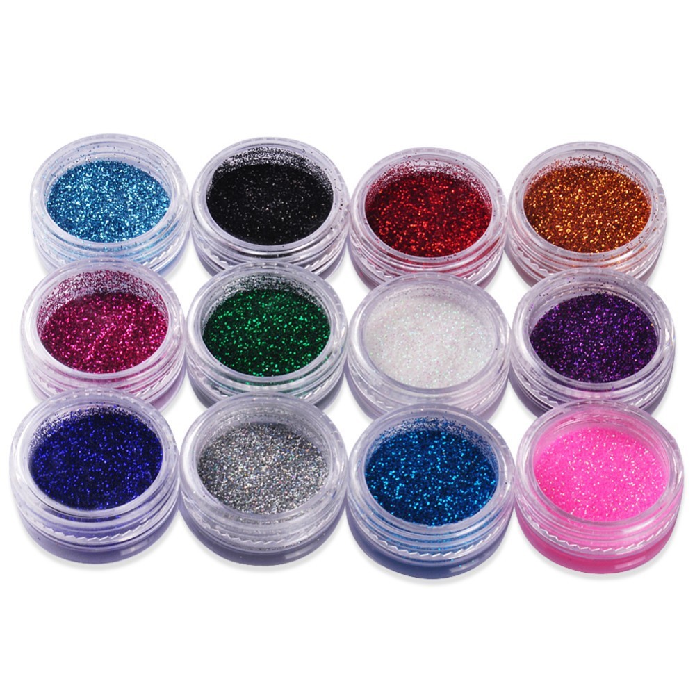 24-Color 3D Nail Glitter Set - 128.5g Professional | 17.2x11.5x1.5cm Case