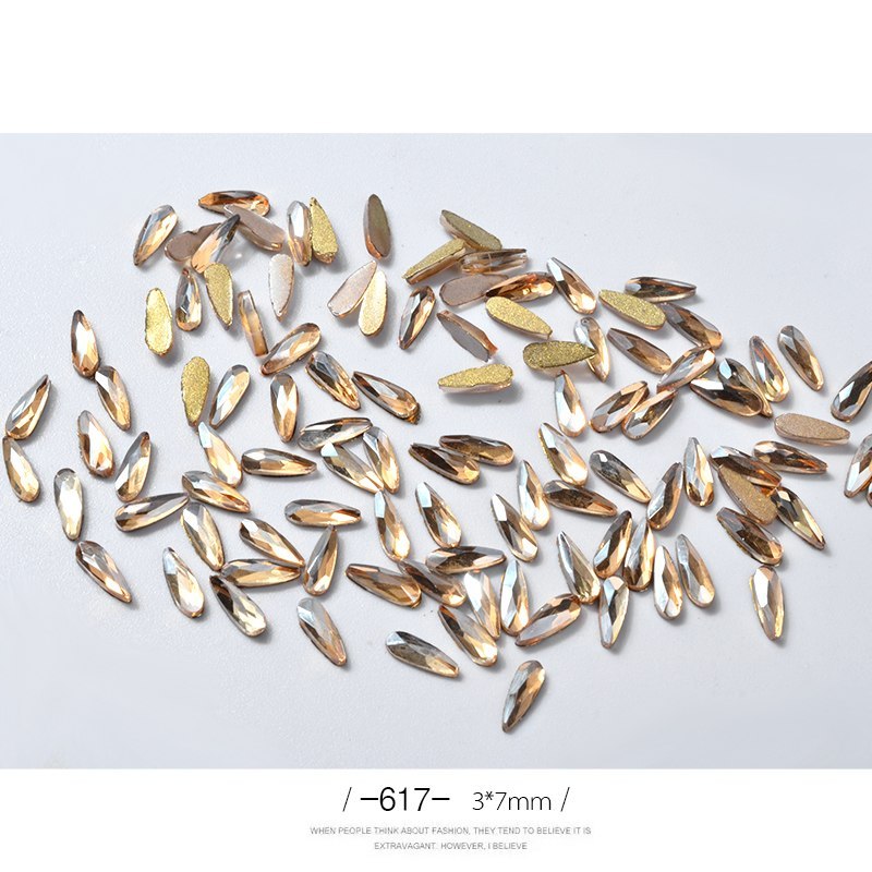 3D Water Drop Rhinestones - 10 Pieces 7x3mm | 3g Acrylic 12 Color Options