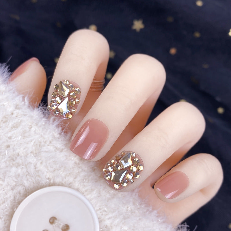 Champagne Gold Diamond Manicure Patches - ZD-101 Design | 24 Pieces 30g Set