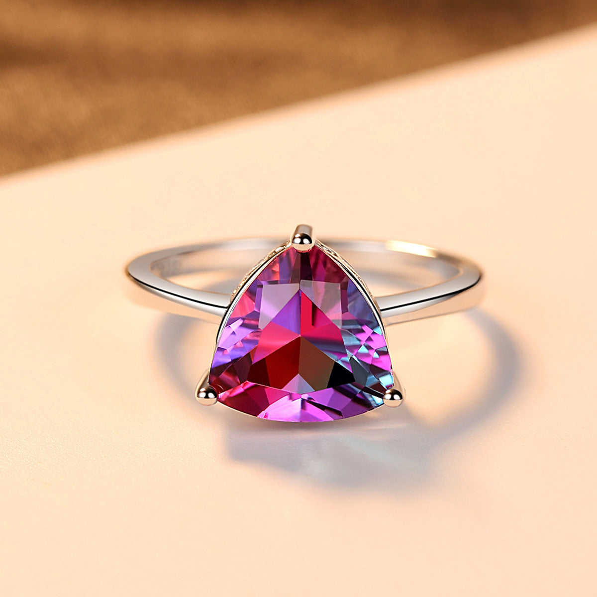 Bague en argent sterling S925, bijoux en pierre arc-en-ciel