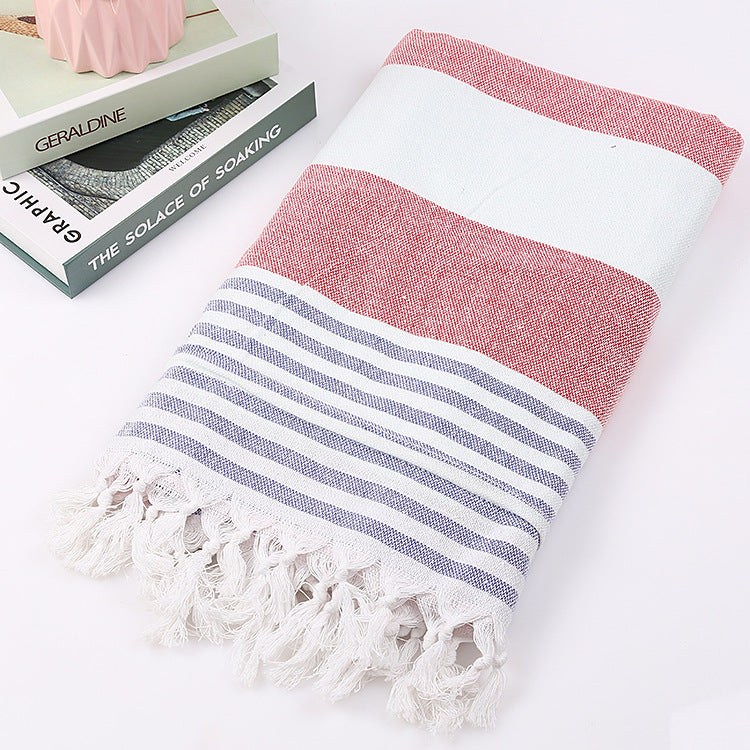 Serviette de plage rayée en coton 100x180cm