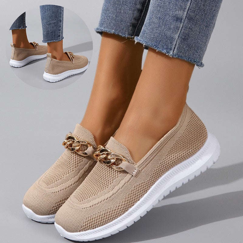 Chain Flats Skor Dam Mesh Sport Walking Skor