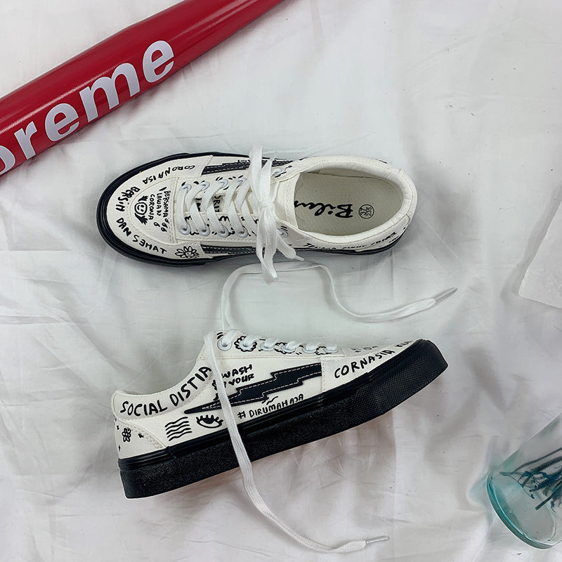 Women's Japanese Style Spring Canvas Shoes - Little White