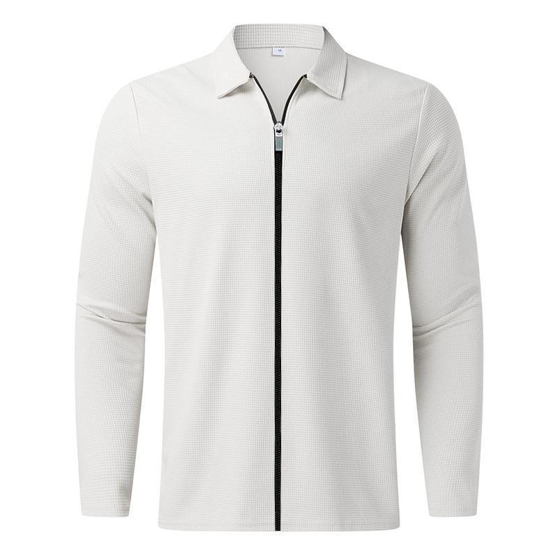 Vêtements pour hommes Style gaufré veste zippée à revers hauts de sport de plein air