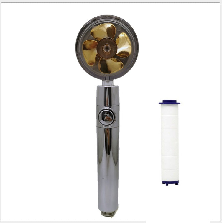 Pommeau de douche à hélice avec bouton d'arrêt et filtre en coton, buse de douche à main haute pression turbocompressée