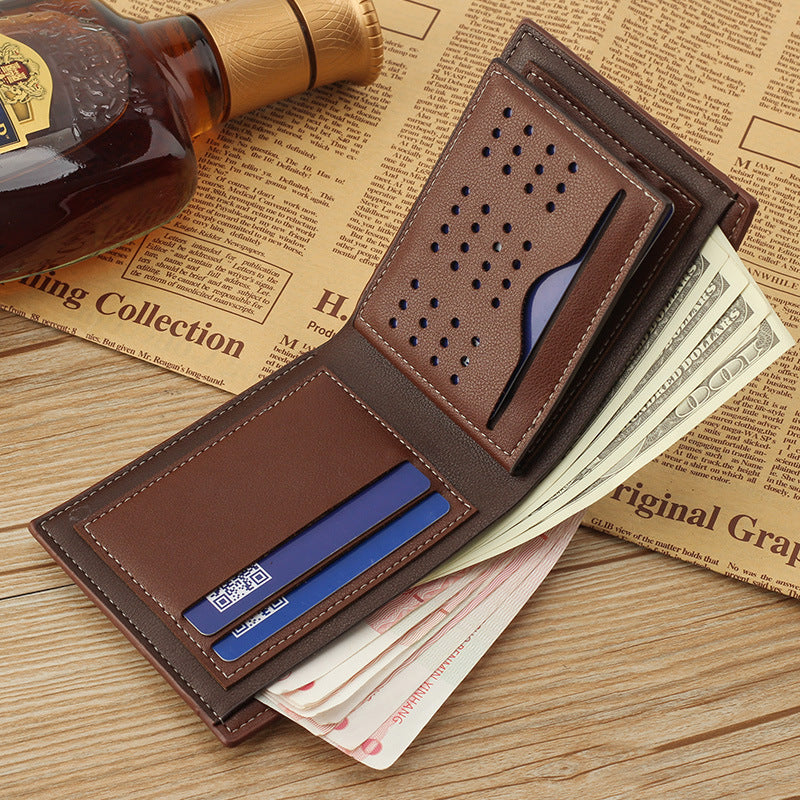 Portefeuille court pour hommes, portefeuille brillant