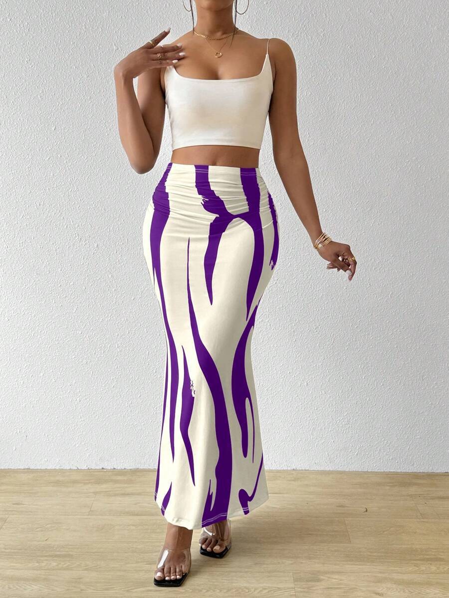 Professional European American Zebra Pattern Slimming Hip Skirt - Polyester Design (14 Colors, S-XL, Temperament Commute)