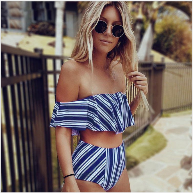 High-Waist Striped Biquini - Stylish & Comfortable