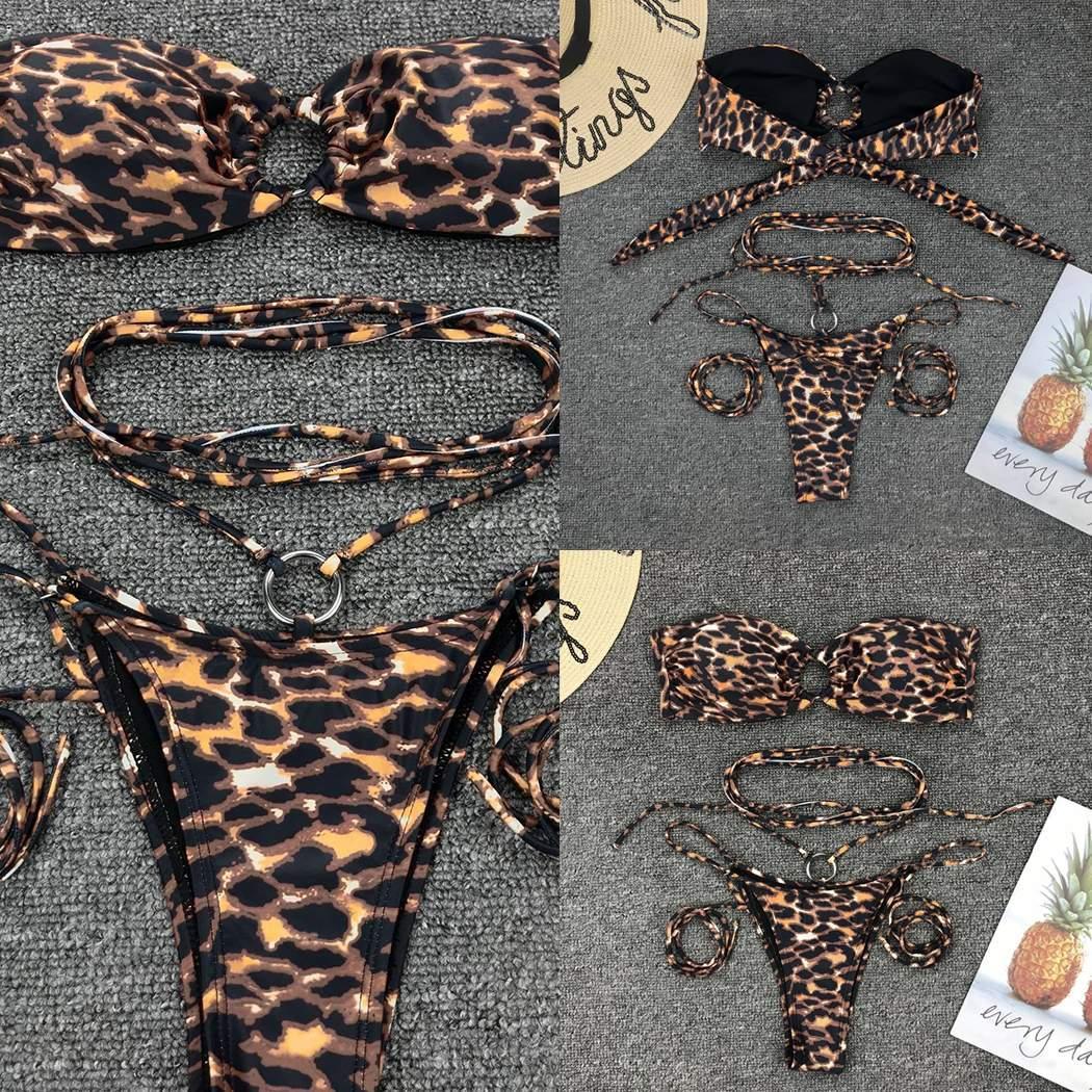 Professional Leopard Print Bikini - Polyester Construction (High-Quality UV-Protective Fabric, Flattering Cut, Adjustable Straps, Quick-Drying Material)