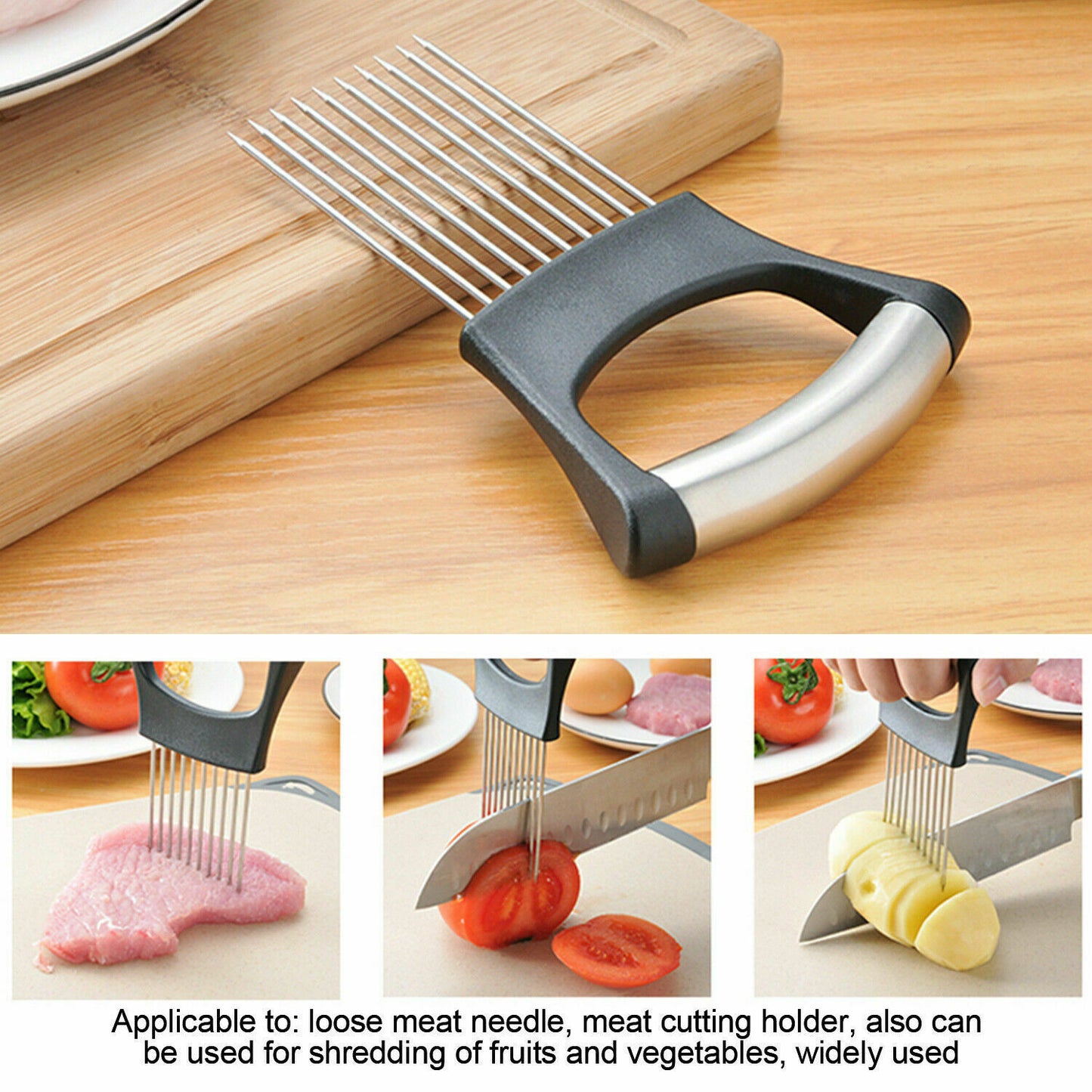 Food Slice Assistant - Rostfritt stål Lökhållare Slicer Tomat Cutter NonSlip