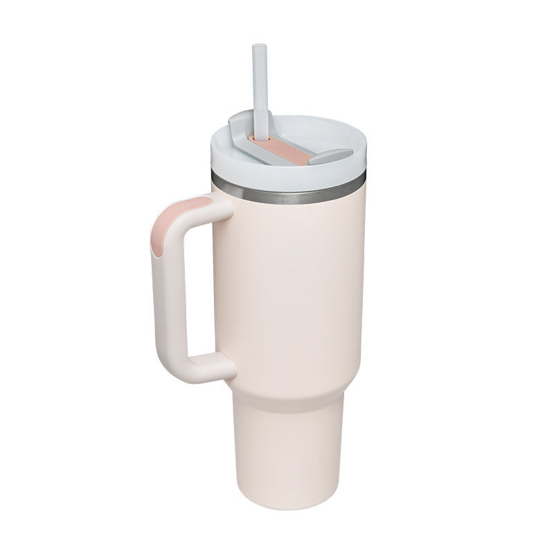 Alla hjärtans dag present termisk mugg 40 oz halm kaffe isoleringskopp med handtag Bärbar bil rostfritt stål vattenflaska stor kapacitet Resa BPA fri termisk mugg