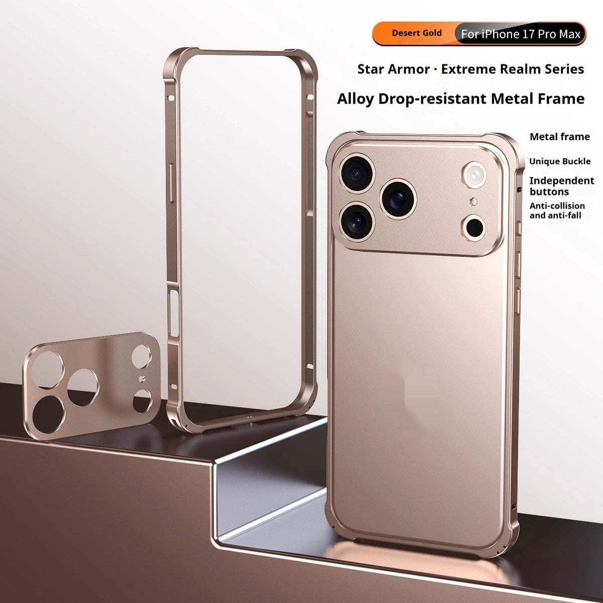 Mobile Phone Case With Seahorse Buckle And Four Corner Anti Drop Metal Frame