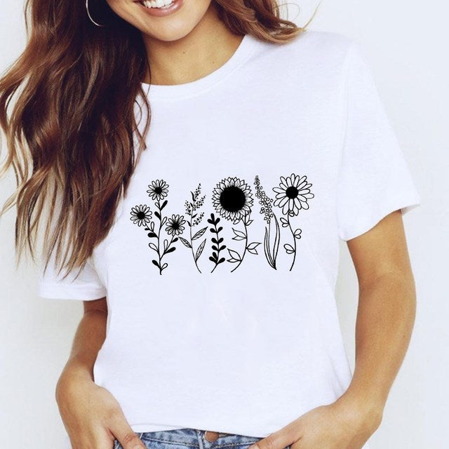 Tshirt Skjorta Harajuku T-shirts för kvinnor Toppar White Star