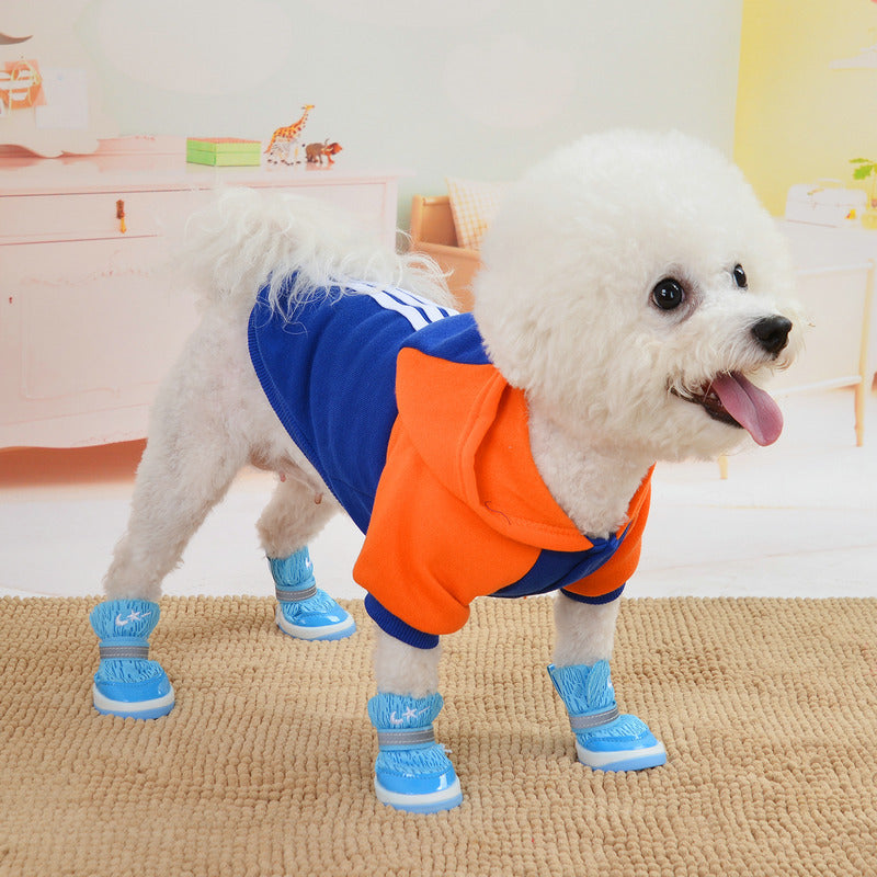 Fotlös Teddy Small Dog Pet Skor Mjuk bottenfotskydd