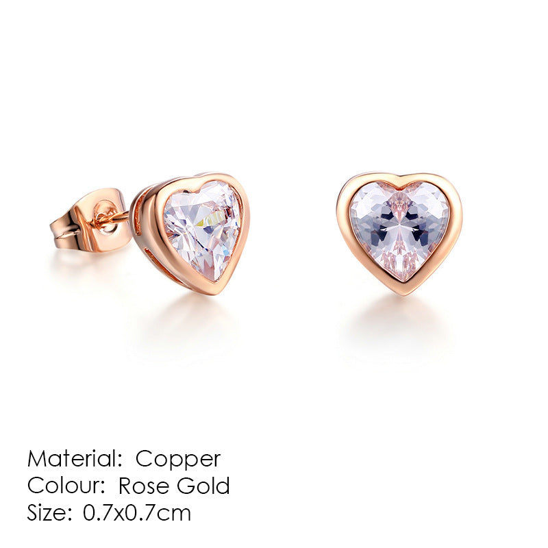 Round Stud Earrings Zircon Micro-Inlaid Gold Earrings