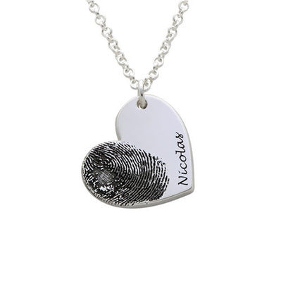 Personalized Fingerprint Necklace Custom Heart Necklace Name Necklace Memorial Gift Christmas Gift Valentine's Day Gift