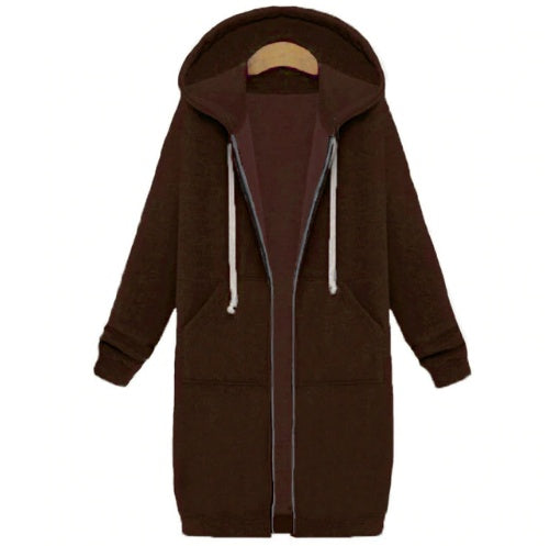 Sweat à capuche long hiver tröja kvinnors jacka et long tjock skjorta
