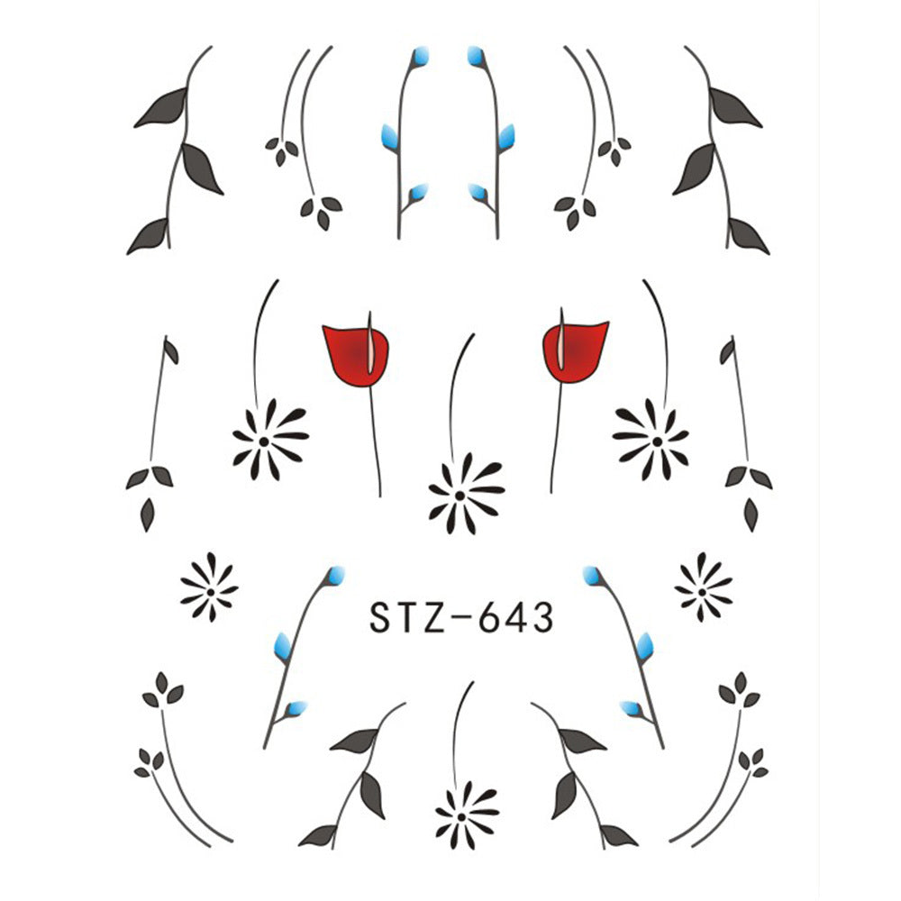 Butterfly Flower Water Transfer Nail Decals - JISTZ508 Design | 6.4x5.3cm Professional