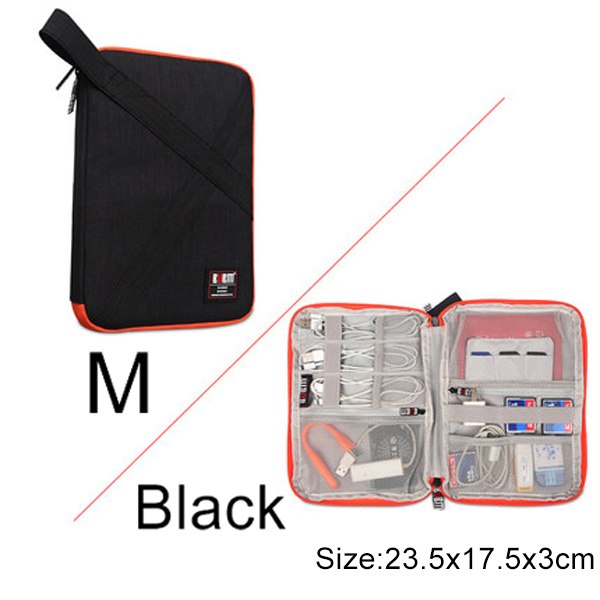 Kompatibel med Apple, BUBM Travel Universal Cable Organizer Elektroniktillbehör Fodral Gadgetväska för USB, telefon, laddare och kabel, Passar för ipad