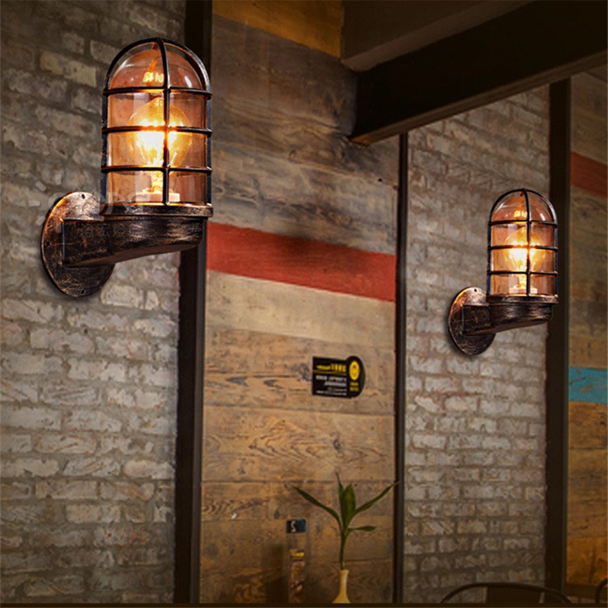 Outdoor Lighting for Cafe Bar - Vintage Glass Metal Wall Light