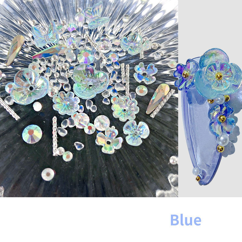 Flower Butterfly Nail Sequins - Ice Through Design | 15g Nail Art Decoration
