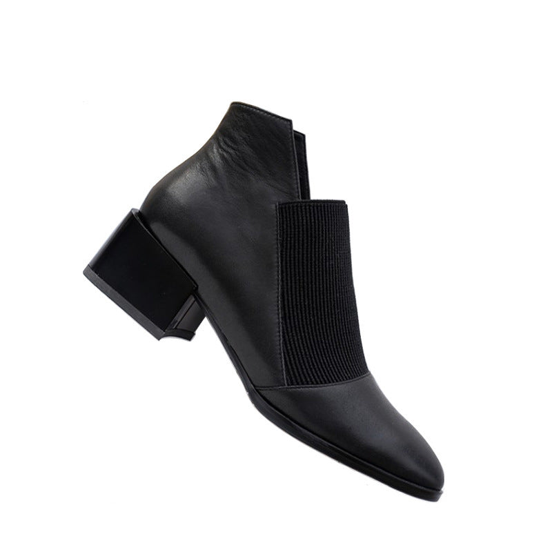 Women's Korean Style Cowhide Shoes - Versatile 3-5cm Heel
