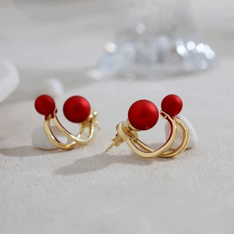 New Style High-end Sterling Silver Earrings French Net Red Ear Buckles